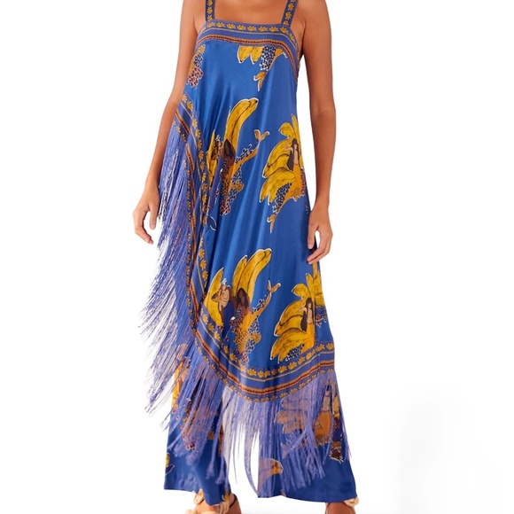 Farm Rio Mermaid Bananas Fringed Tunic Top small - Picture 1 of 4